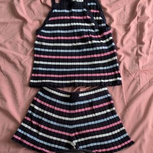Striped Ribbed Two Piece